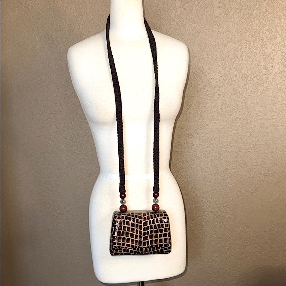 Stunning Vintage Rafael Sanchez Crocodile Pattern Crossbody Bag